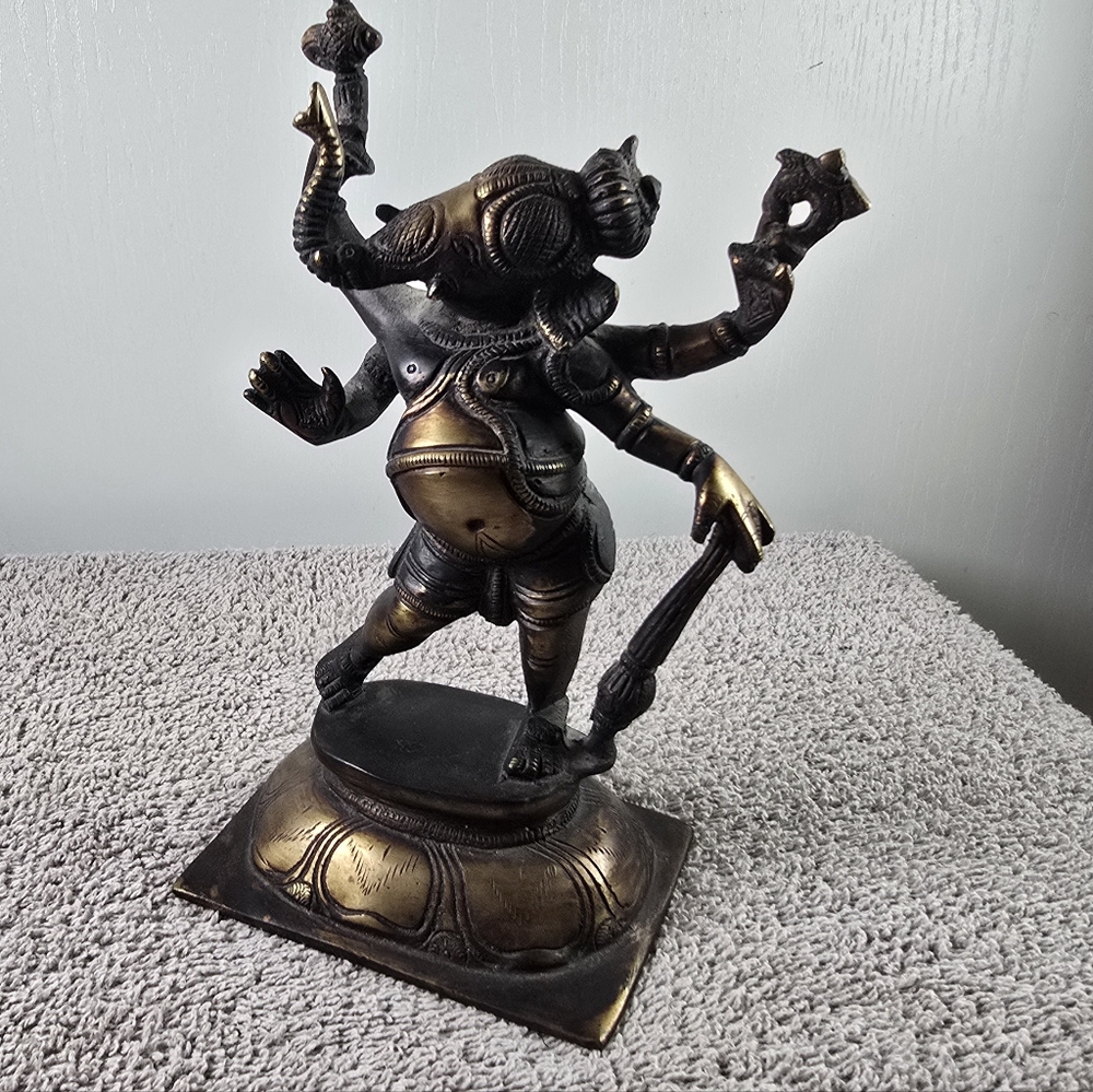 Bronze Dancing Ganesha Statue Deity Remover Of Obstacles